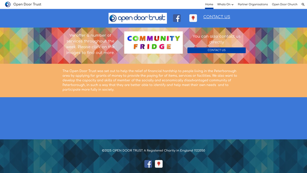 Screenshot of the Open Door Community Action Trust website