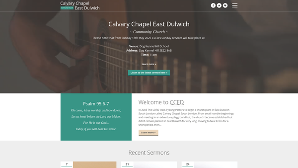Screenshot of the Calvary Chapel East Dulwich Limited website