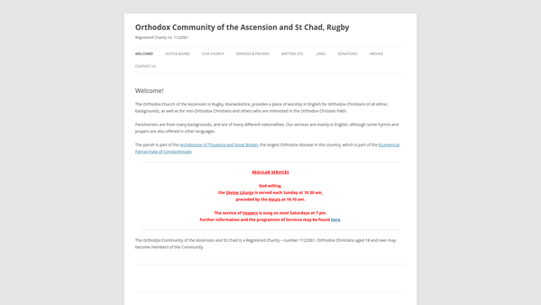 Screenshot of the The Orthodox Community Of The Ascension And St Chad, Rugby website