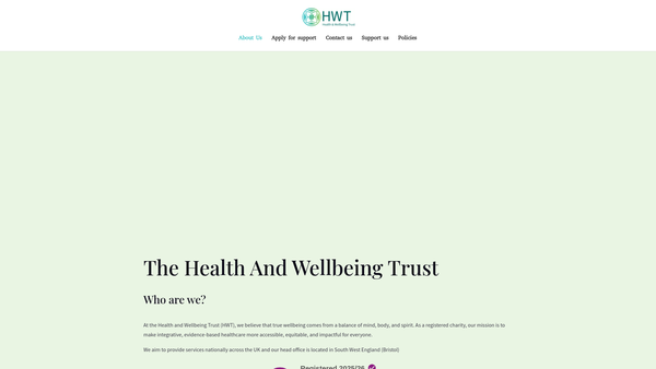 Screenshot of the Health And Wellbeing Trust Limited website