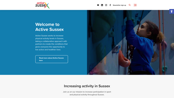 Screenshot of the Sussex County Sports Partnership Trust website