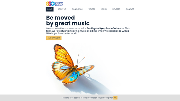 Screenshot of the Southgate Symphony Orchestra website