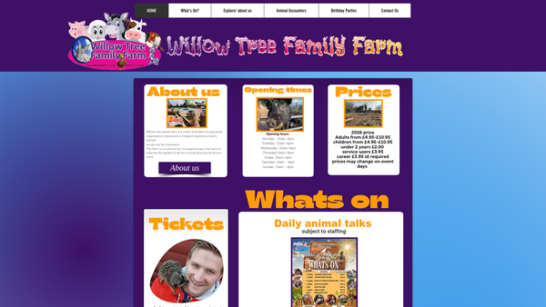 Screenshot of the Willow Tree Family Farm website