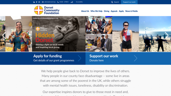 Screenshot of the Dorset Community Foundation website