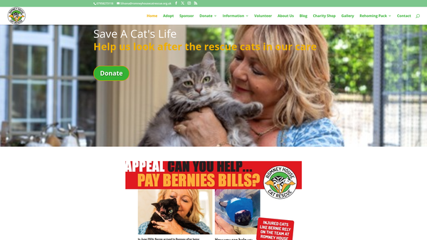 Screenshot of the Romney House Cat Rescue website