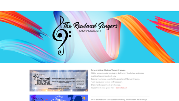 Screenshot of the The Rowland Singers Choral Society website