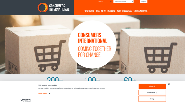Screenshot of the Consumers International website