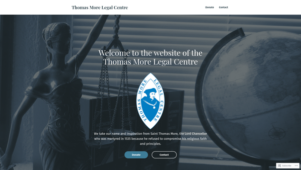 Screenshot of the Thomas More Legal Centre website