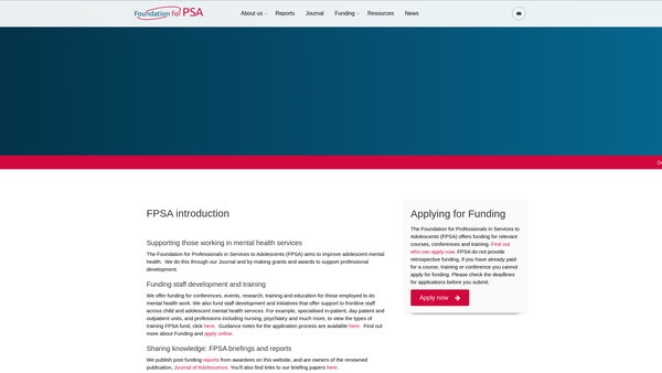 Screenshot of the The Foundation For Professionals In Services For Adolescence website