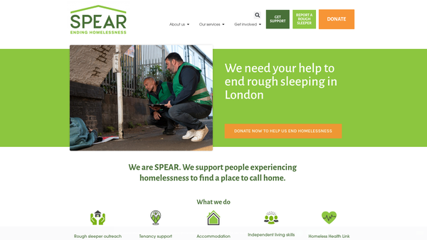 Screenshot of the Spear Housing Association Limited website