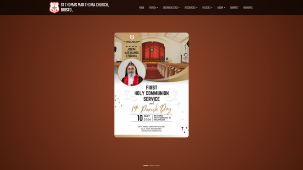 Screenshot of the St Thomas Mar Thoma Church, Bristol website