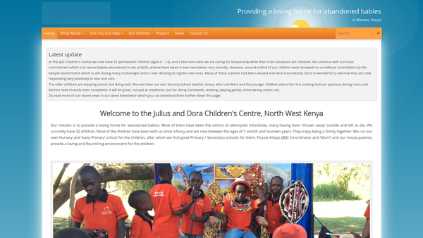 Screenshot of the The Friends Of Julius And Dora Childrens Centre, Maseno website