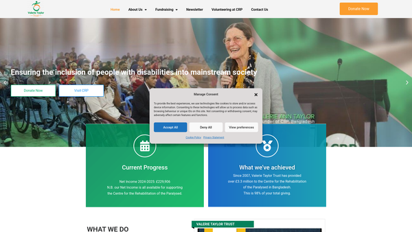 Screenshot of the Valerie Taylor Trust website