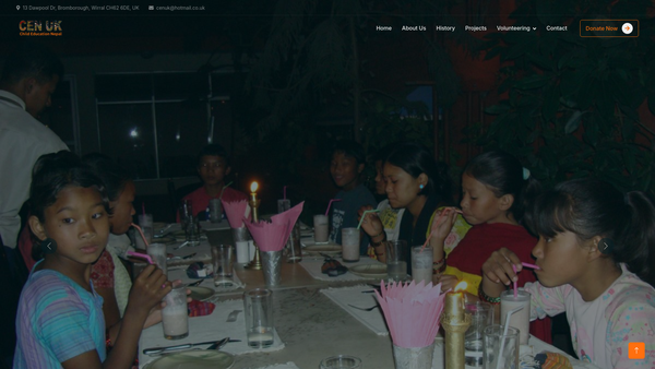 Screenshot of the Child Education Nepal UK website