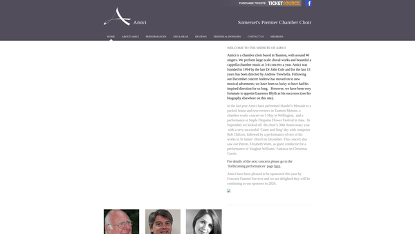 Screenshot of the Amici website