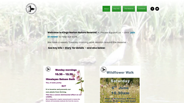 Screenshot of the The Friends Of Kings Norton Local Nature Reserve website