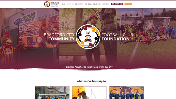 Screenshot of the Bradford City FC Community Foundation website