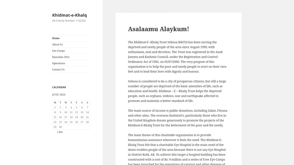 Screenshot of the Khidmat-E-Khalq Trust Sehnsa UK website