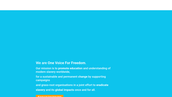 Screenshot of the One Voice For Freedom website