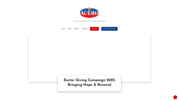 Screenshot of the Assyrian Church Of The East Relief Organization website