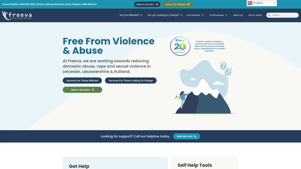 Screenshot of the Freeva website