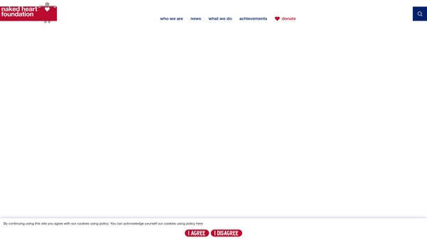 Screenshot of the The Naked Heart Foundation website