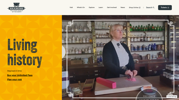Screenshot of the Beamish Museum website