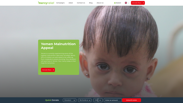Screenshot of the Mercy Relief website