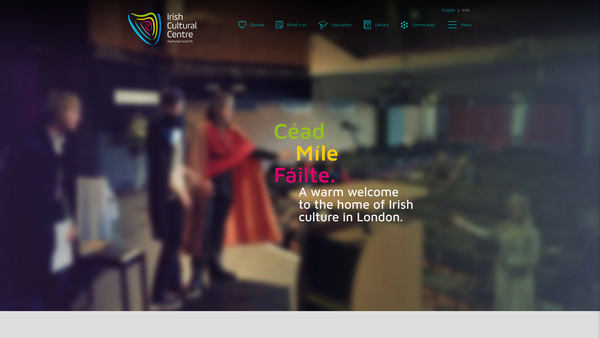 Screenshot of the Irish Cultural Centre Hammersmith Ltd website