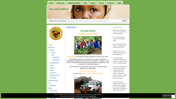 Screenshot of the Village Africa website
