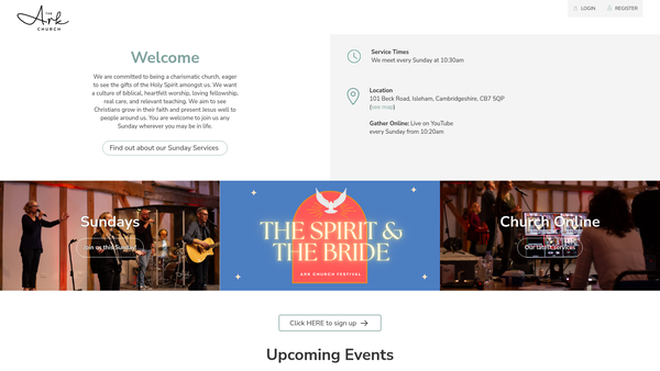 Screenshot of the The Ark Isleham website