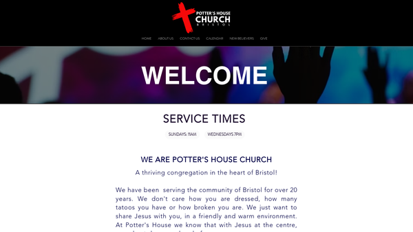 Screenshot of the Potters House Christian Fellowship UK Bristol Church website
