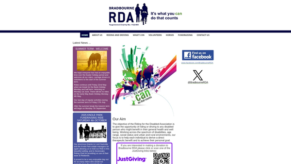 Screenshot of the Bradbourne Group Riding For The Disabled Association website