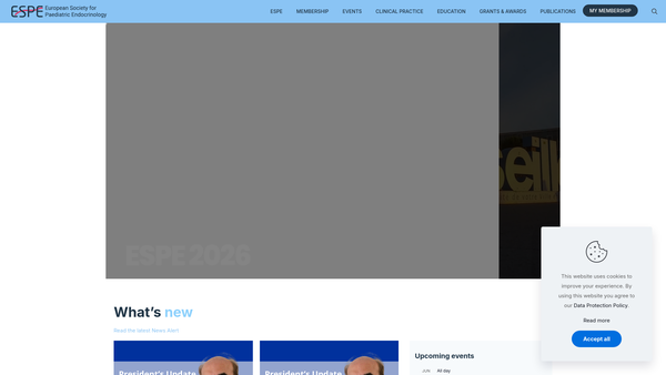Screenshot of the European Society For Paediatric Endocrinology website
