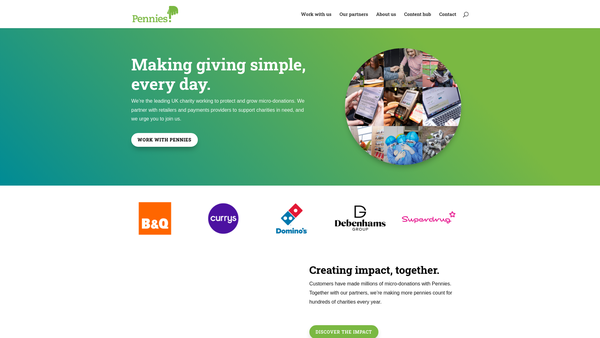 Screenshot of the The Pennies Foundation website