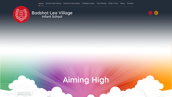 Screenshot of the Badshot Lea Village Infant School Trust website