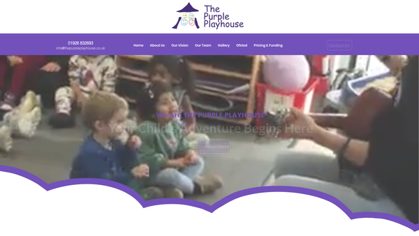 Screenshot of the The Purple Playhouse website