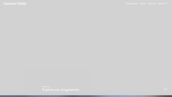 Screenshot of the Cement Fields website