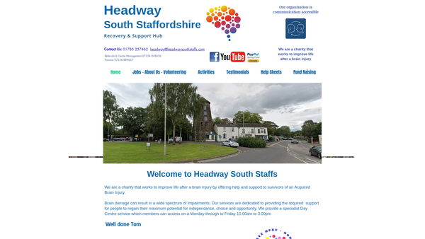 Screenshot of the Headway South Staffordshire website
