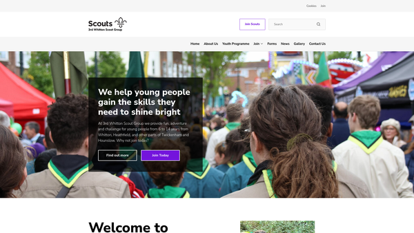 Screenshot of the 3rd Whitton Scout Group website
