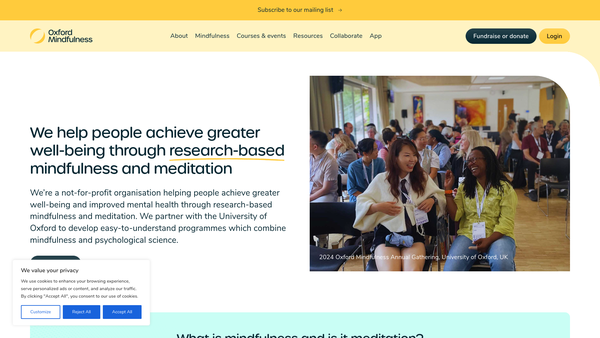 Screenshot of the The Oxford Mindfulness Foundation website
