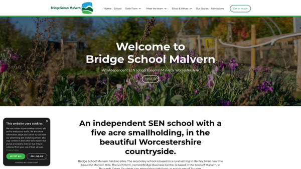 Screenshot of the Bridge School Malvern website