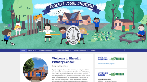 Screenshot of the Rhosddu Primary School Parent Teacher Association website