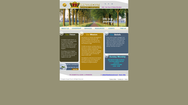 Screenshot of the Kingdom Gospel Church website