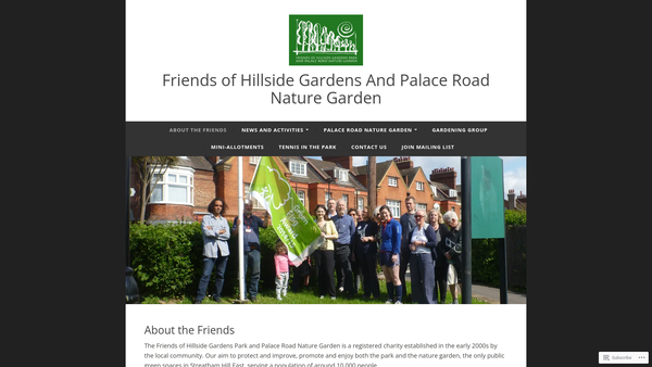 Screenshot of the Friends Of Hillside Gardens Park And Palace Road Nature Gardens website
