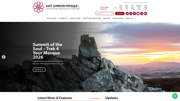 Screenshot of the East London Mosque Trust website