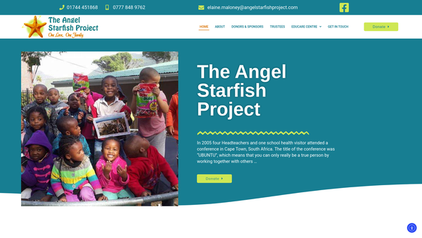 Screenshot of the Angel/starfish Project website