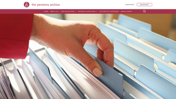 Screenshot of the The Pensions Archive Trust website