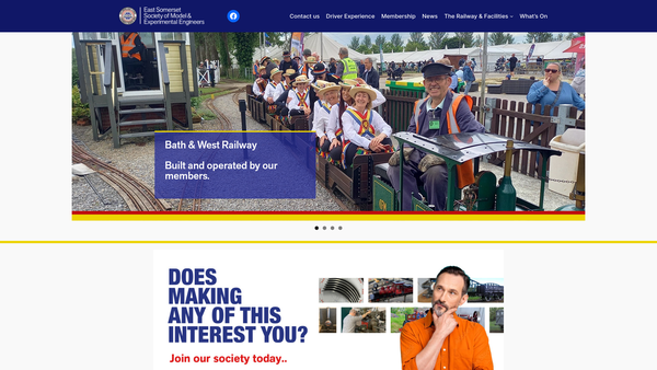 Screenshot of the East Somerset Society Of Model And Experimental Engineers Ltd website