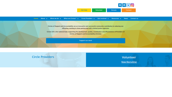 Screenshot of the Circles Of Support And Accountability website
